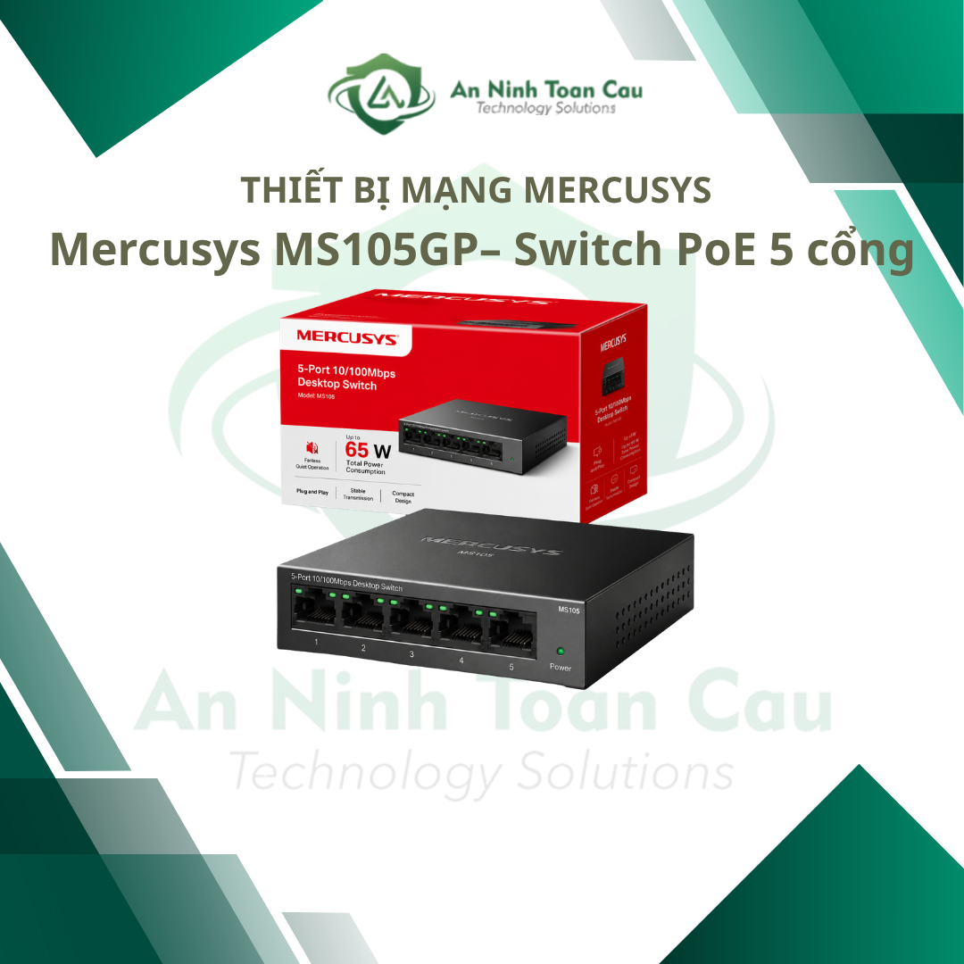 Mercusys MS105GP– Switch PoE 5 cong