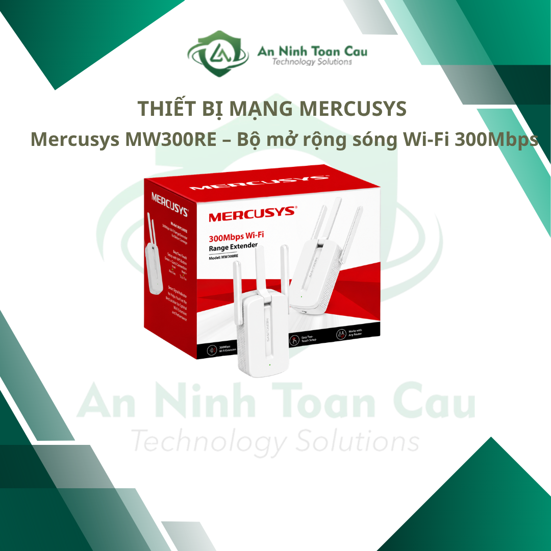 Mercusys MW300RE – Bo mo rong song Wi Fi 300Mbps